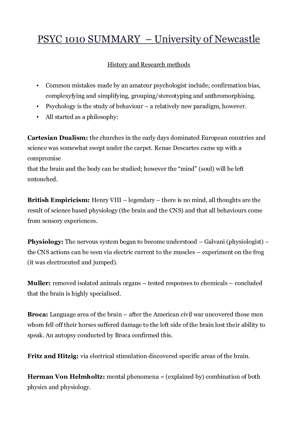 Preview image for PSYC 1010 SUMMARY  – University of Newcastle | PSYC1010 SUMMARY